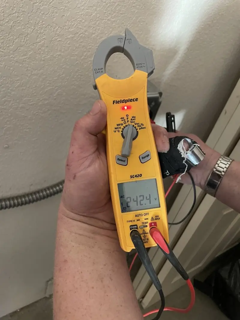 Voltage testing with clamp meter during Circuit Breaker Repair in Loyalsock